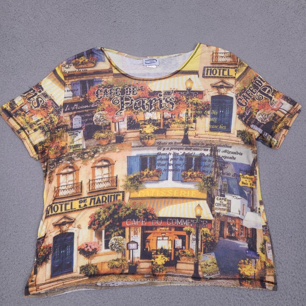 Vintage Weatherโ Vane Shirt Top Womens XL Cafe De Paris Made In USA